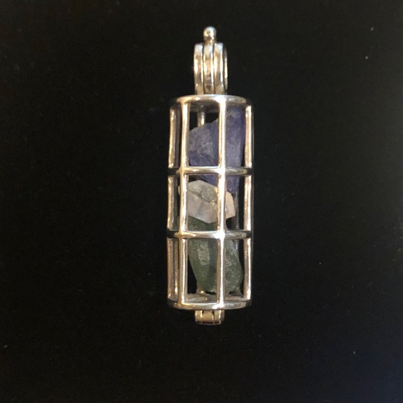 Moldavite, Tanzanite & Herkimer Diamond Pendant - Picture 9 of 9